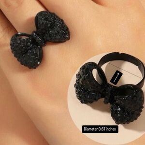 Black Rhinestone Bow Ring